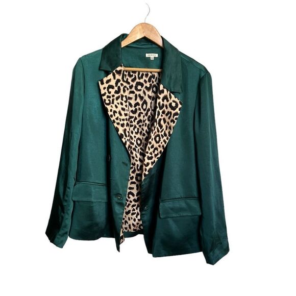 JODIFL Green and Leopard Blazer Size Large - Picture 4 of 7